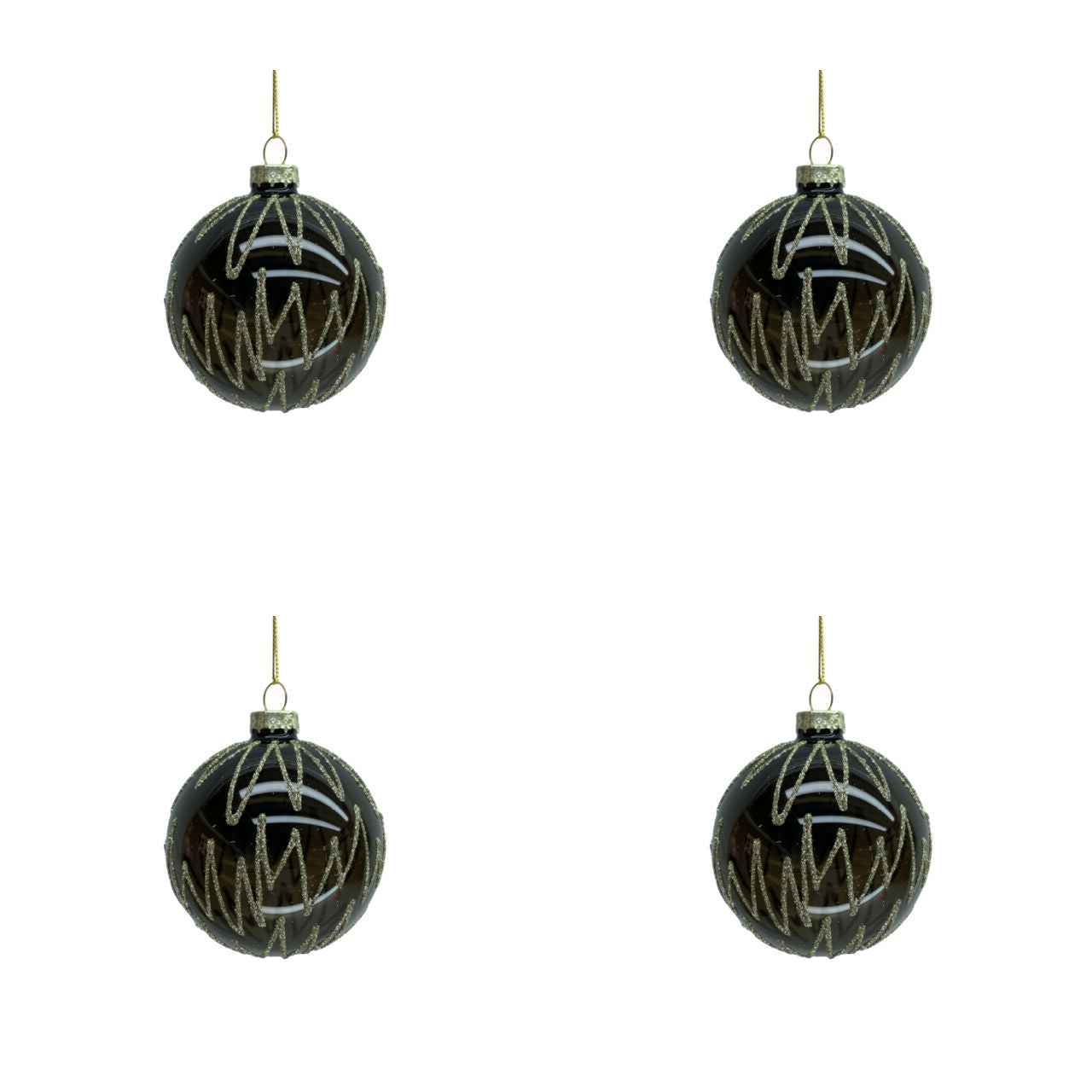 Weihnachtskugeln mit Zickzack-Muster, 4 Stk.